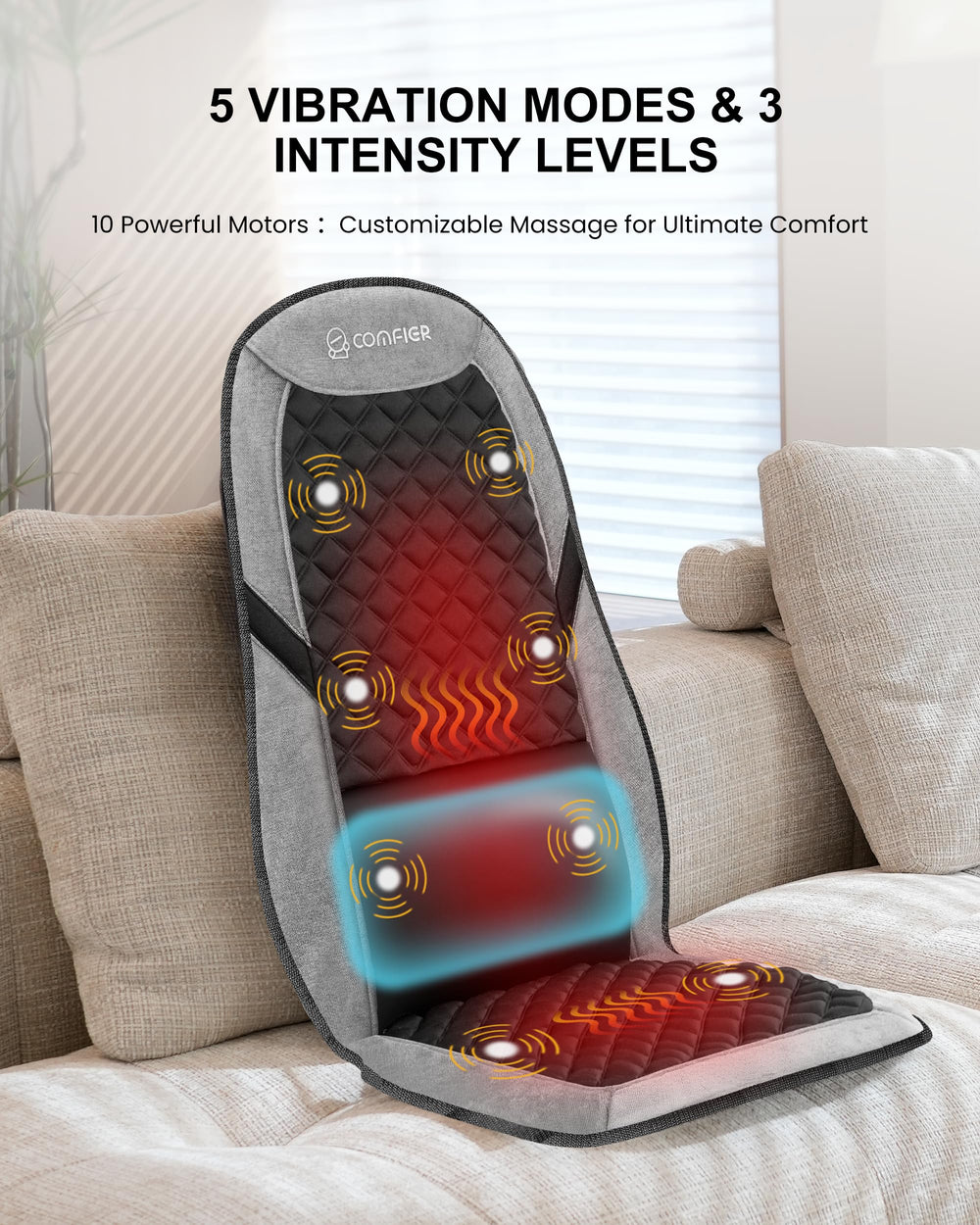 COMFIER plush fabric and compact design offer cozy, portable massage on the go.