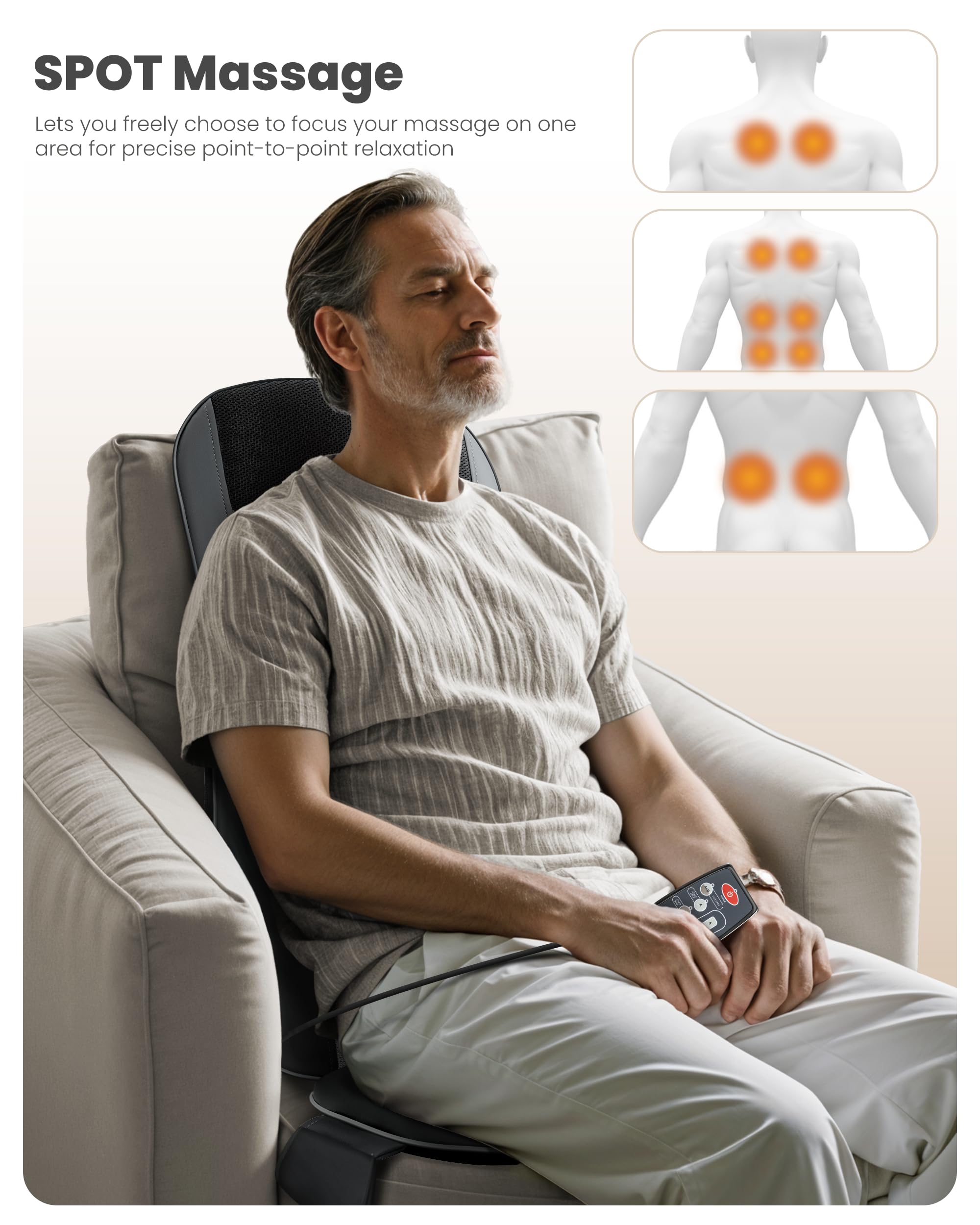 COMFIER spot massage function targets shoulders for focused relaxation.