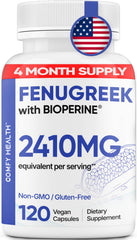 COMFY HEALTH Fenugreek capsules in amber bottle for daily use.