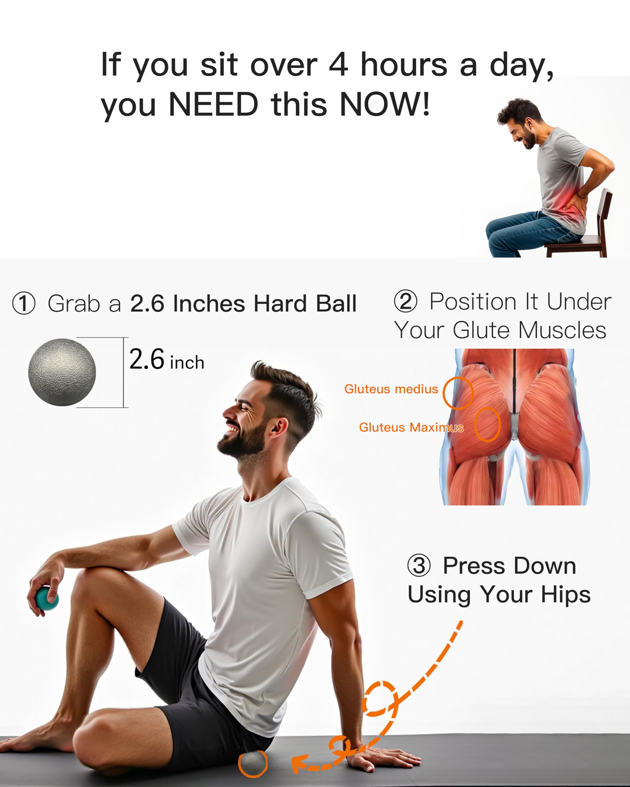 Comfyon foot pain relief ball used on yoga mat for relief.