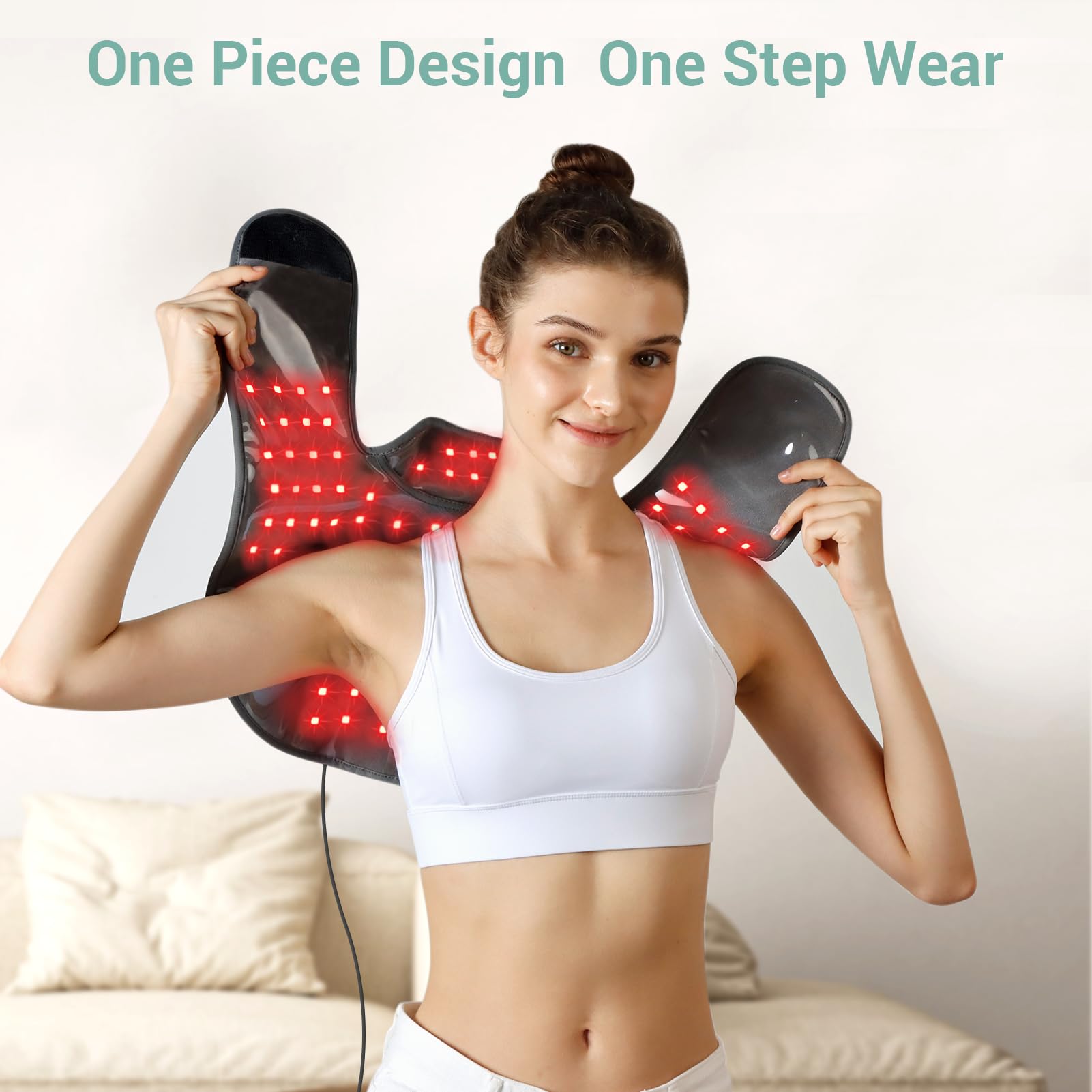 Comfytemp 162-LED wrap highlighting 660nm red light for skin comfort.
