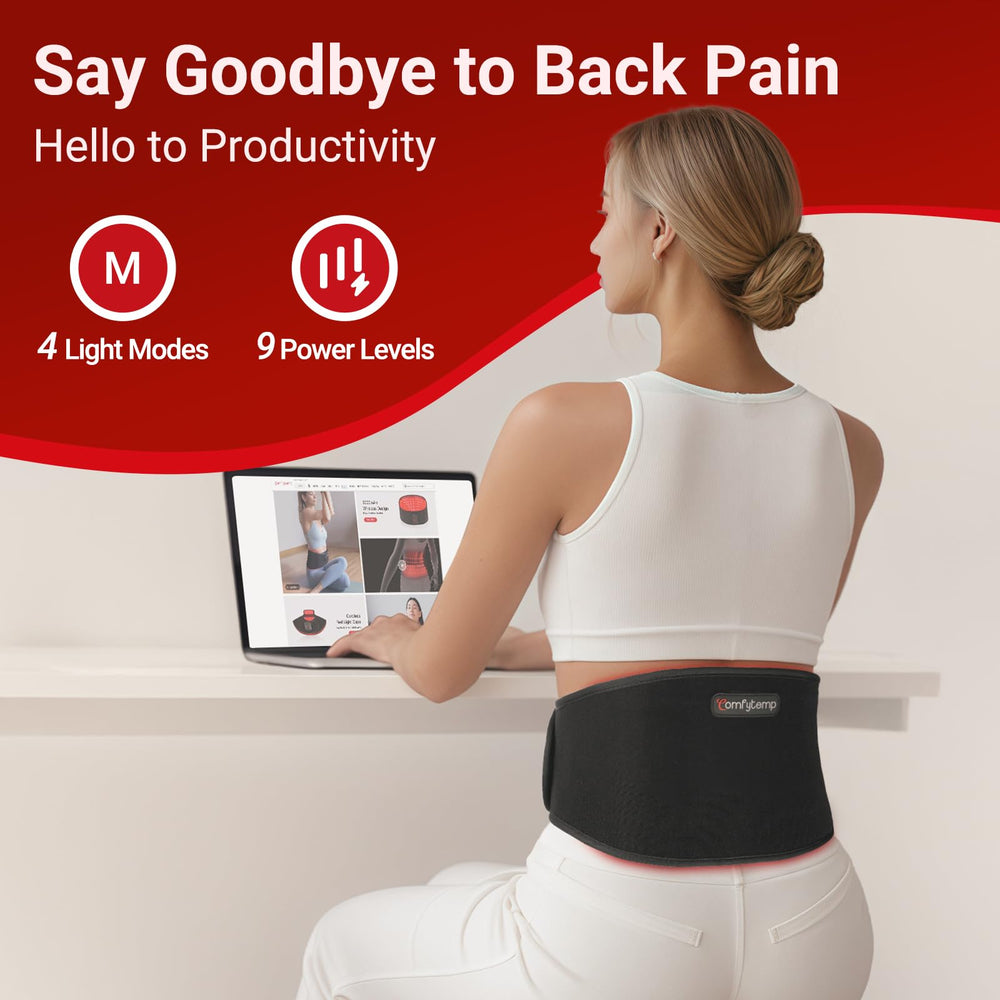 660nm red light beam on surface tissues with Comfytemp belt.