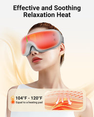 Comfytemp Eye Massager showing heat therapy to reduce puffiness around eyes
