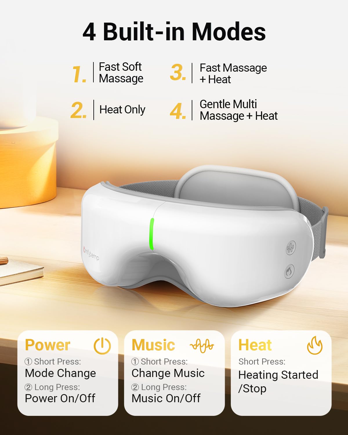 Comfytemp Eye Massager with built-in music for relaxation