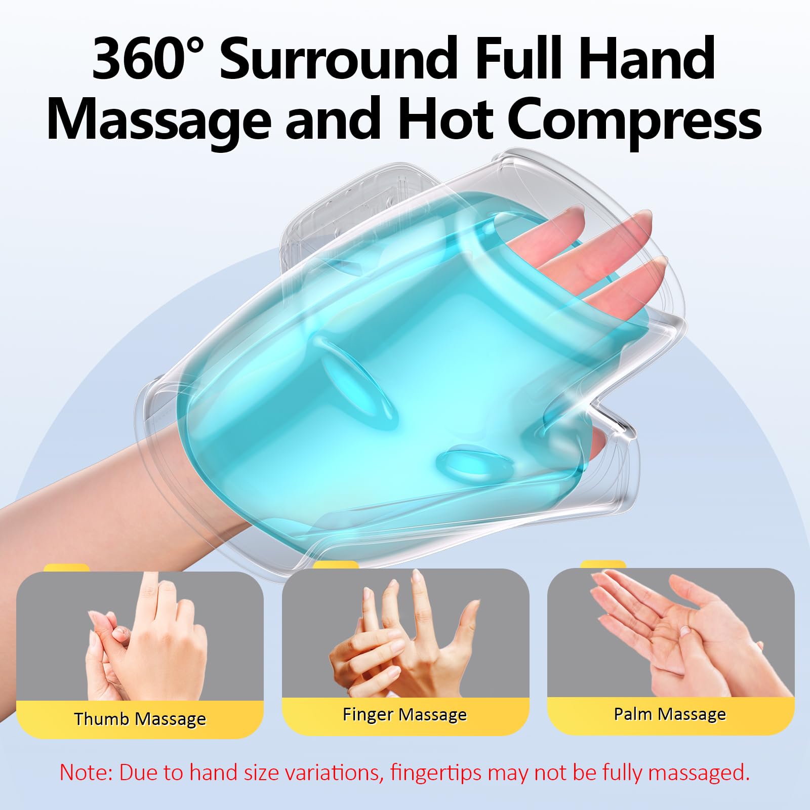 Comfytemp flexible glove-style massager fits the thumb area comfortably