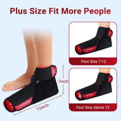 Comfytemp foot wrap worn on foot showing flexible, comfortable fit.