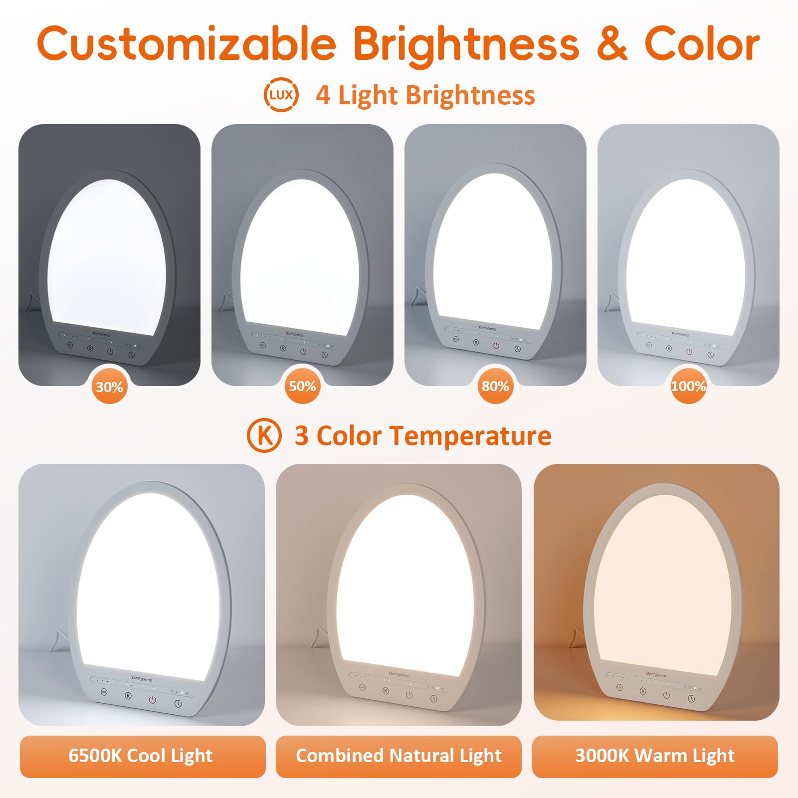 Comfytemp lamp's 180-degree stand offers flexible angled placement.