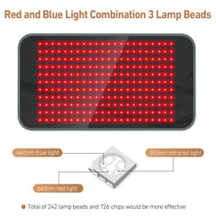 Comfytemp red blue light therapy pad laid flat for versatile wrapping on body.