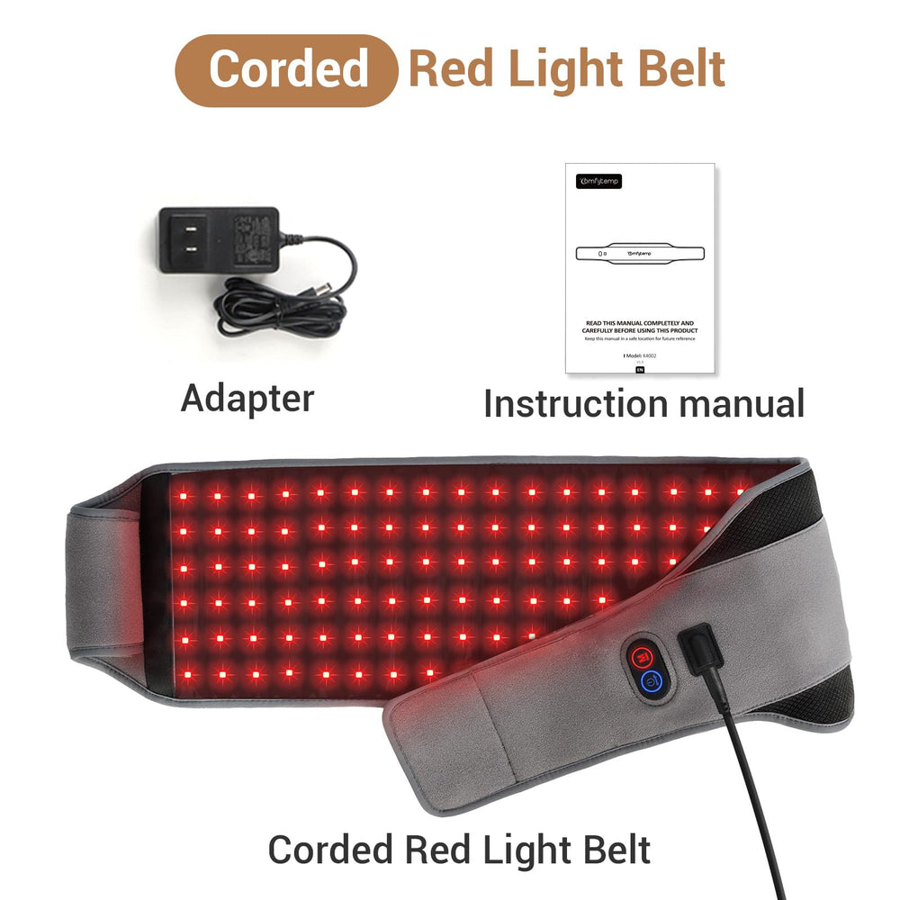 Comfytemp Red Light Therapy Belt cord and outlet view emphasizes convenience.