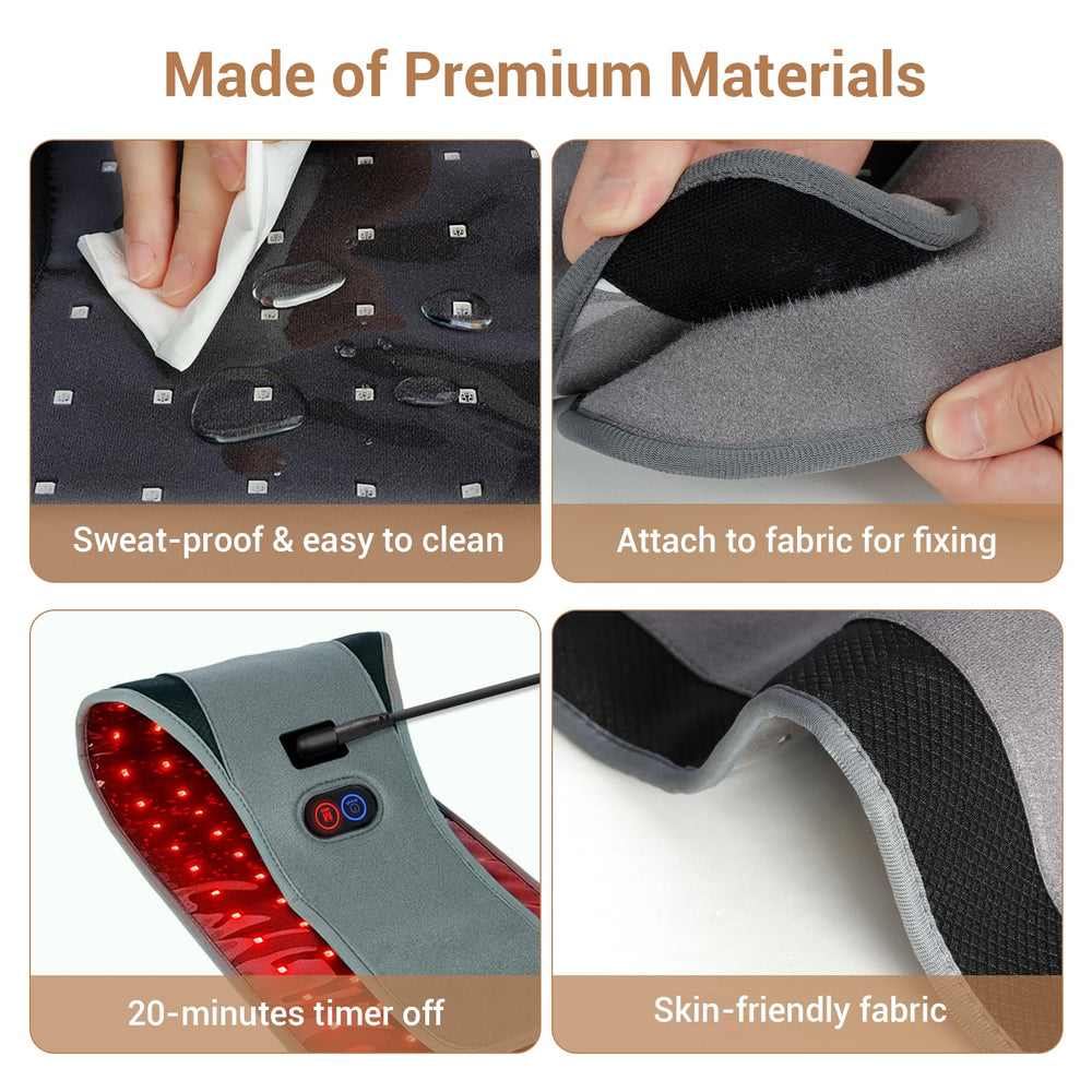 Comfytemp Red Light Therapy Belt pulse mode display showcases dynamic 10Hz pulsing.
