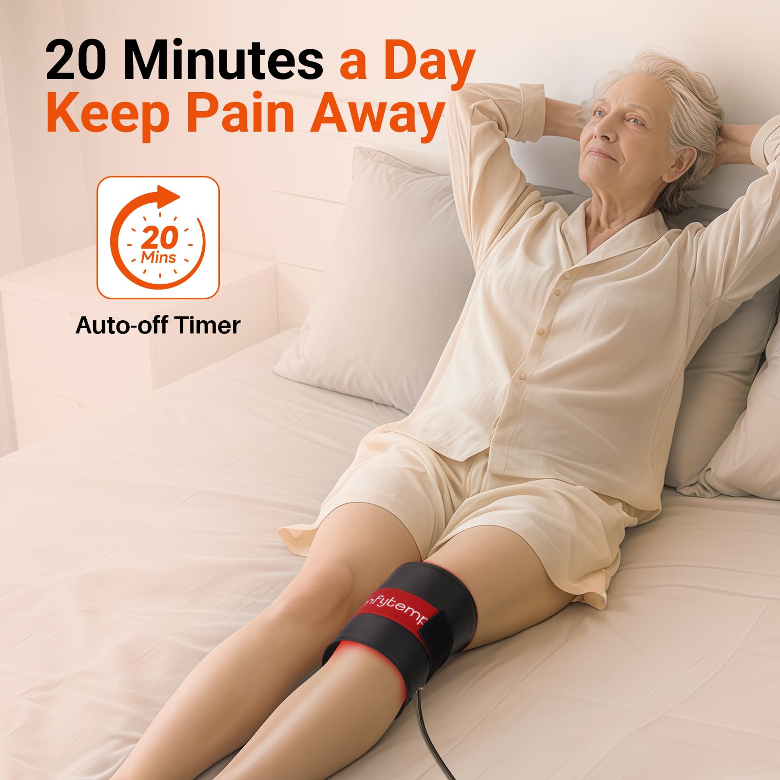 Comfytemp red light wrap soft Lycra fabric ensures comfortable breathable wear.