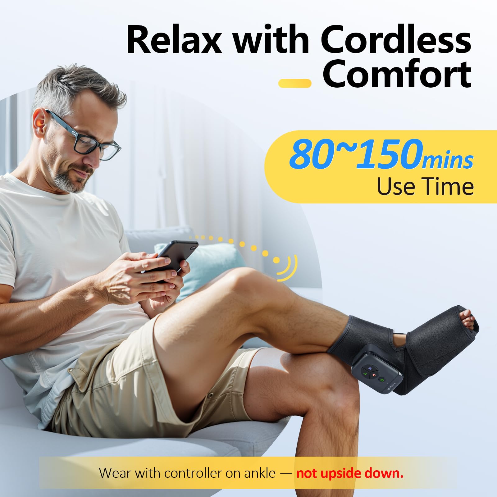 Comfytemp wireless foot massager targets forefoot with airbags for focused relaxation.