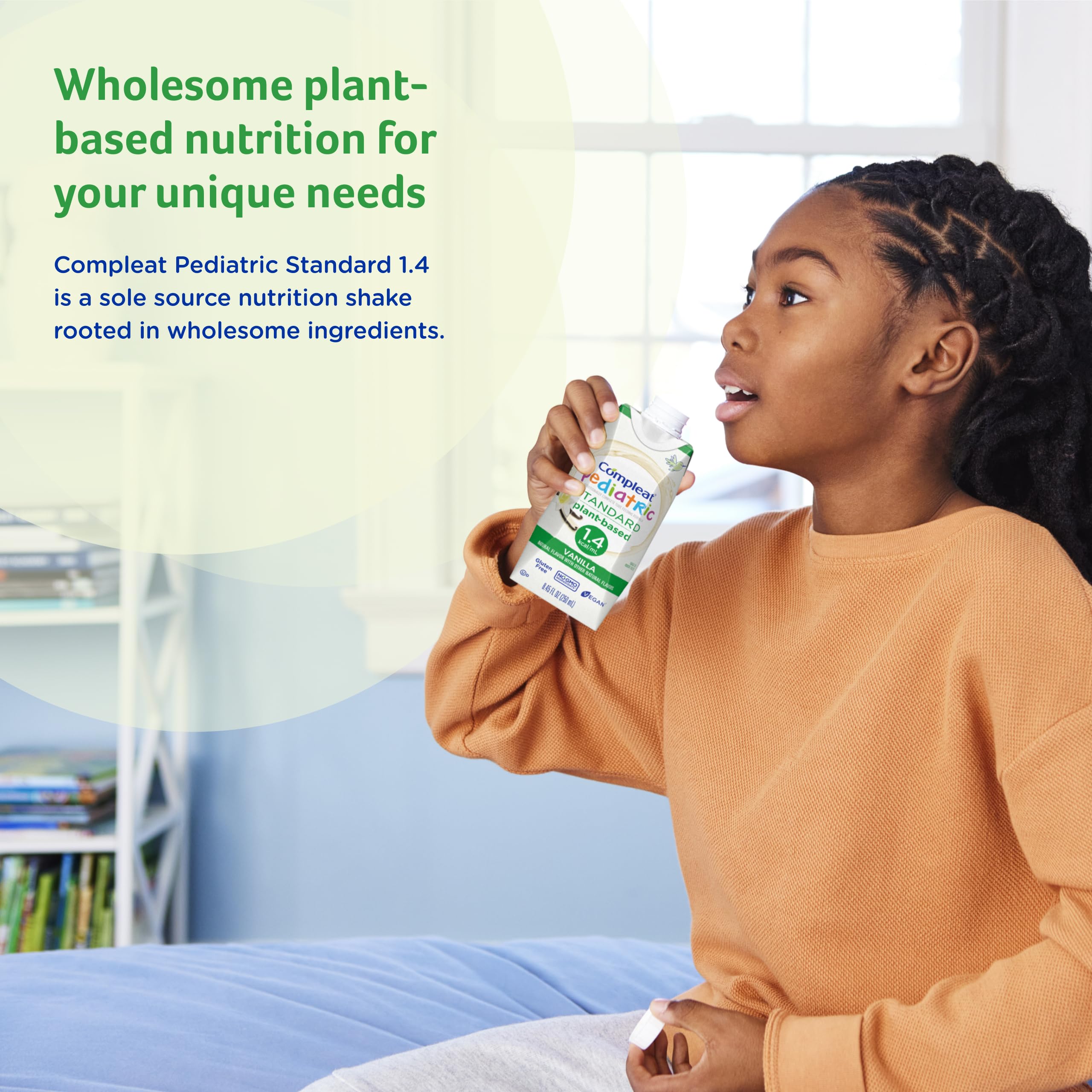 Compleat Pediatric Standard 24-pack packaging shows bulk convenience for families