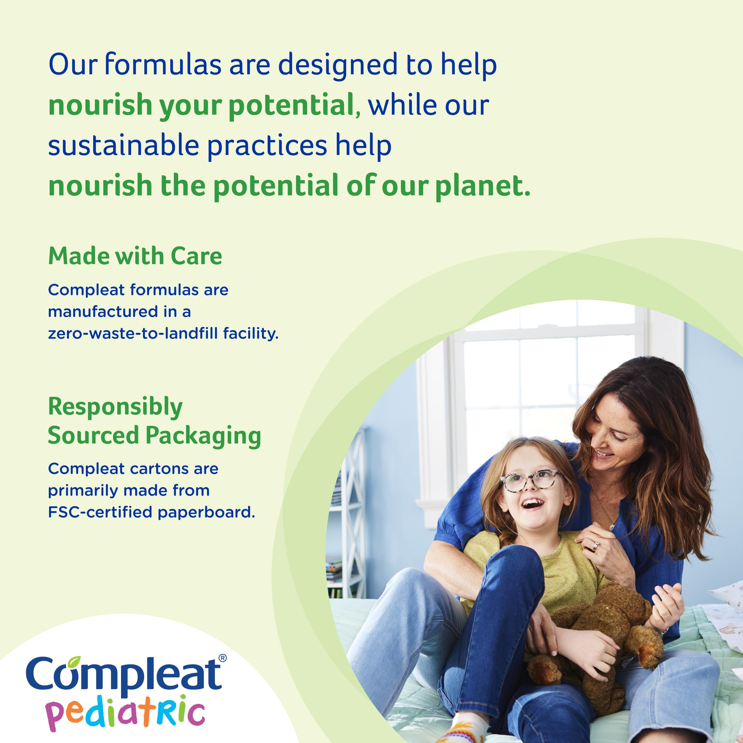 Compleat Pediatric Standard tube-feeding use indicating consistent daily nutrition