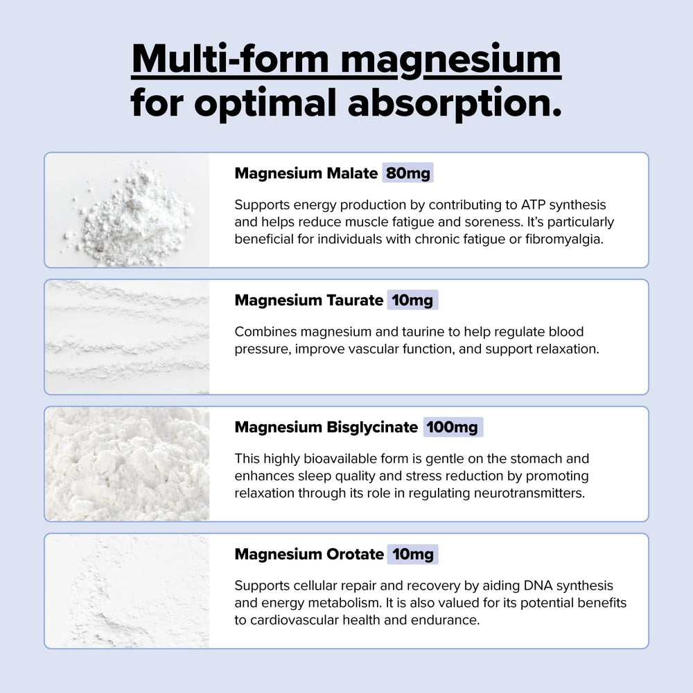 Complement Magnesium bisglycinate capsules promoting restful sleep and gentle digestion.
