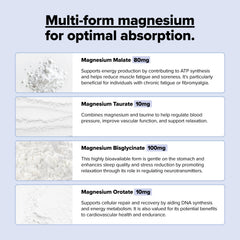 Complement Magnesium bisglycinate capsules promoting restful sleep and gentle digestion.