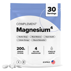 Complement Magnesium four-forms bottle for daily relaxation and balanced support.