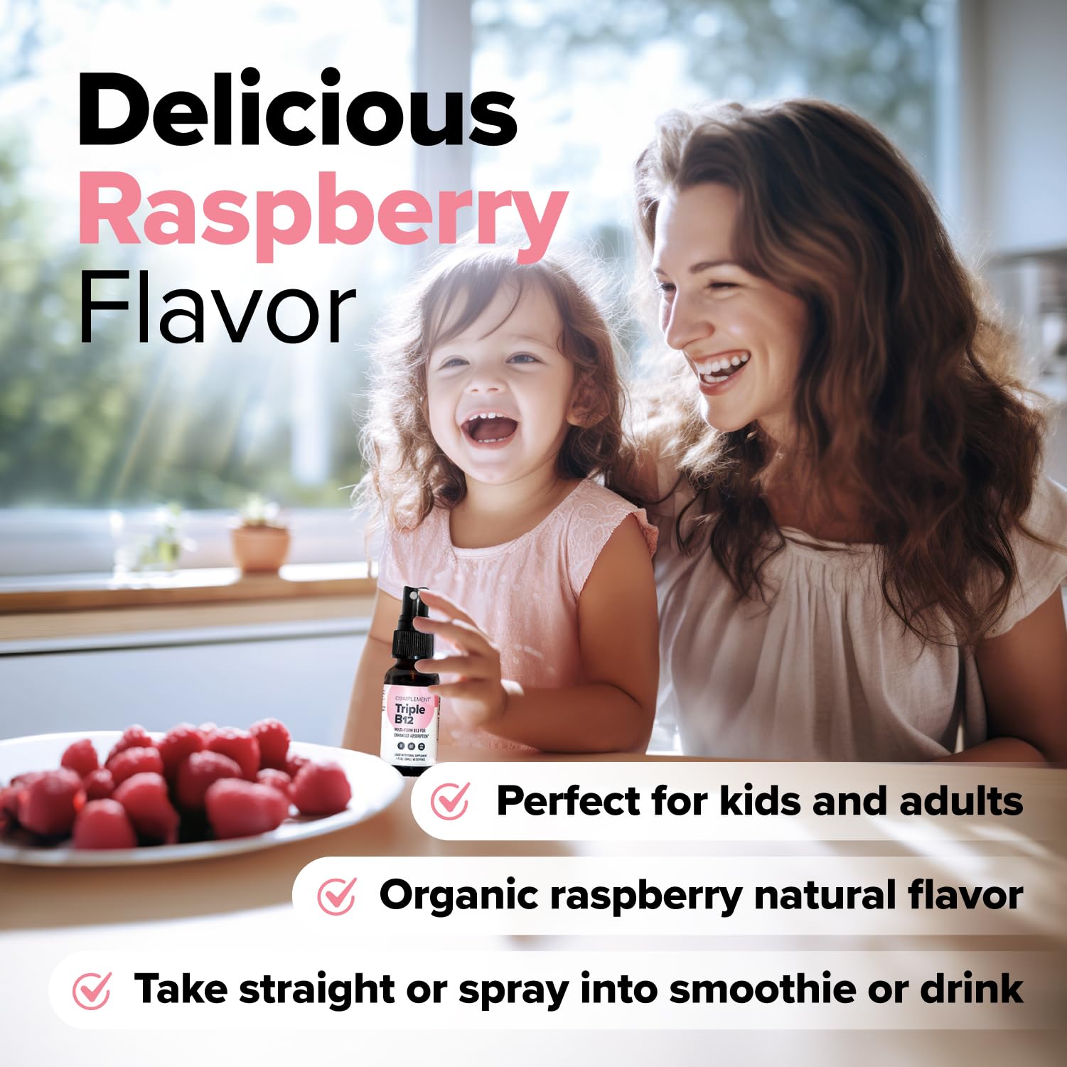 Child using Complement Triple B12 spray.