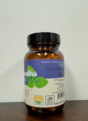Complete Natural Ashwagandha capsules in glass bottle for mood support