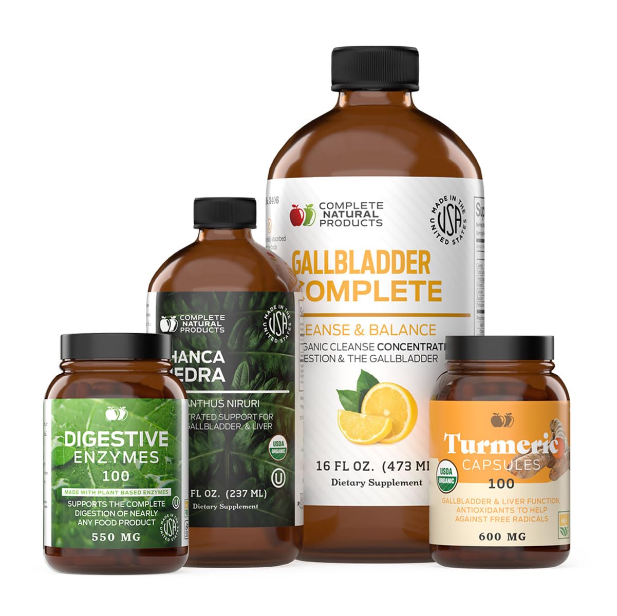 Complete Natural Gallbladder Bundle liquid bottle may support digestion and quick absorption.