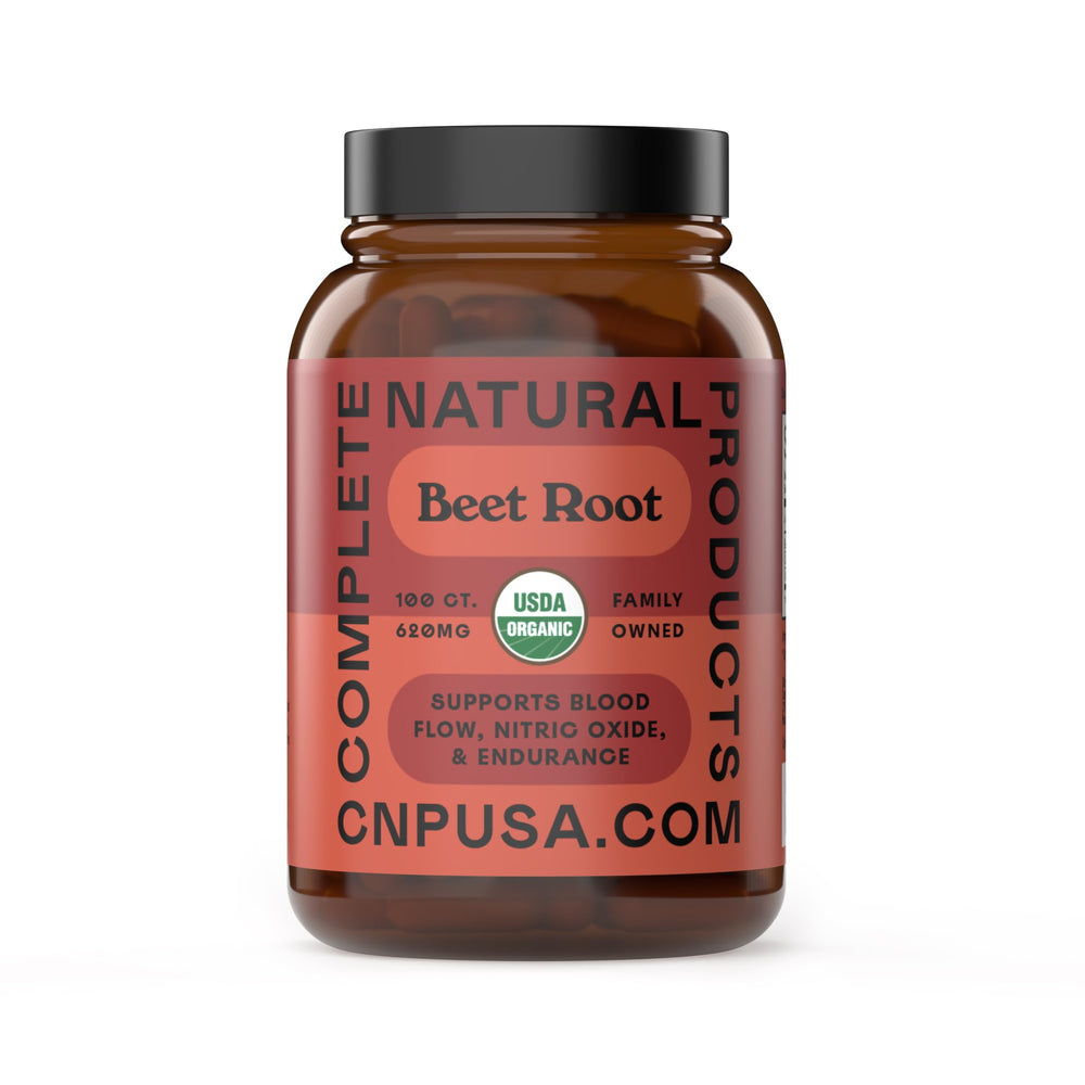Complete Natural Organic Beet Root Bottle – convenient daily supplement for busy days.