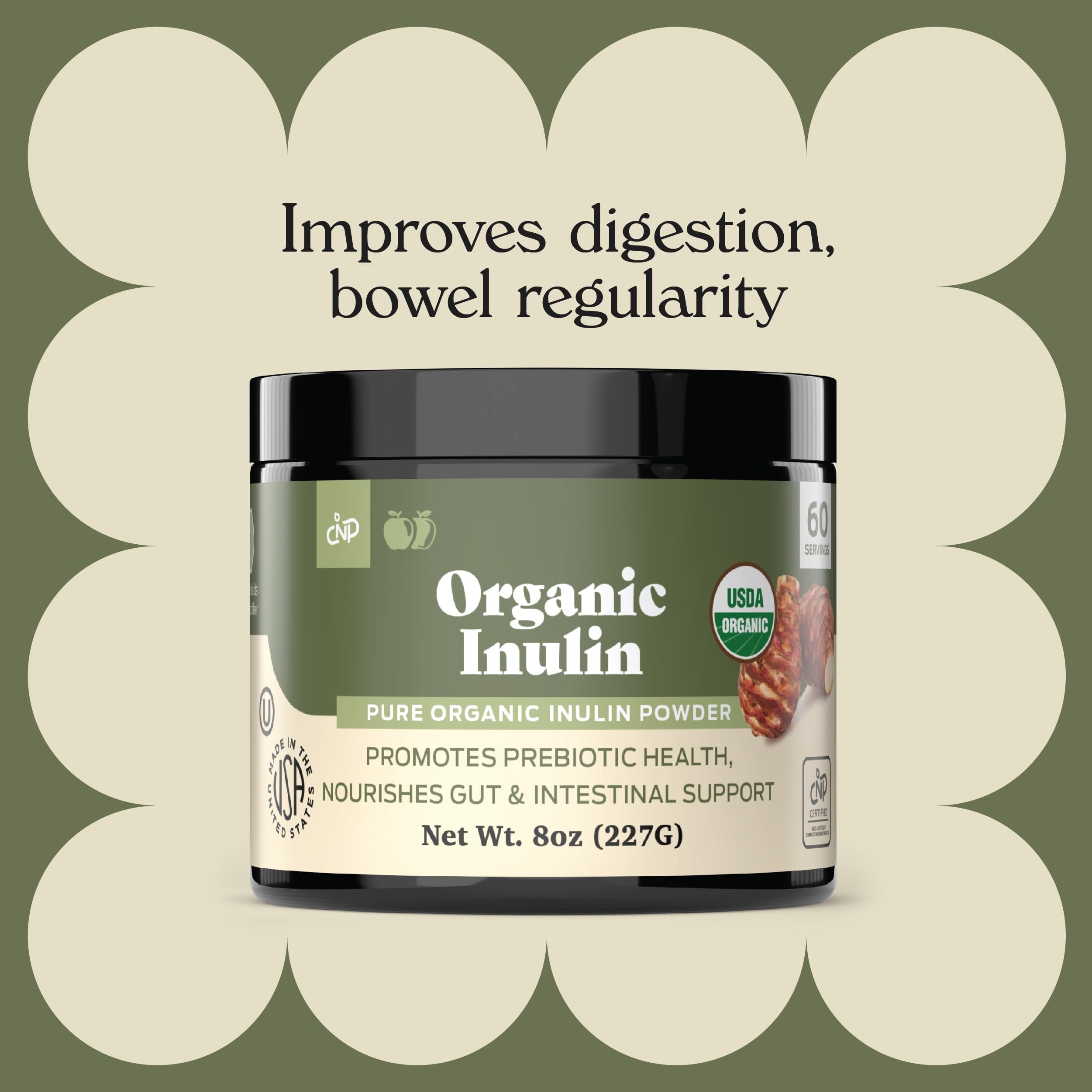Complete Natural Organic Inulin Powder dissolving in water for easy, fiber-rich beverages