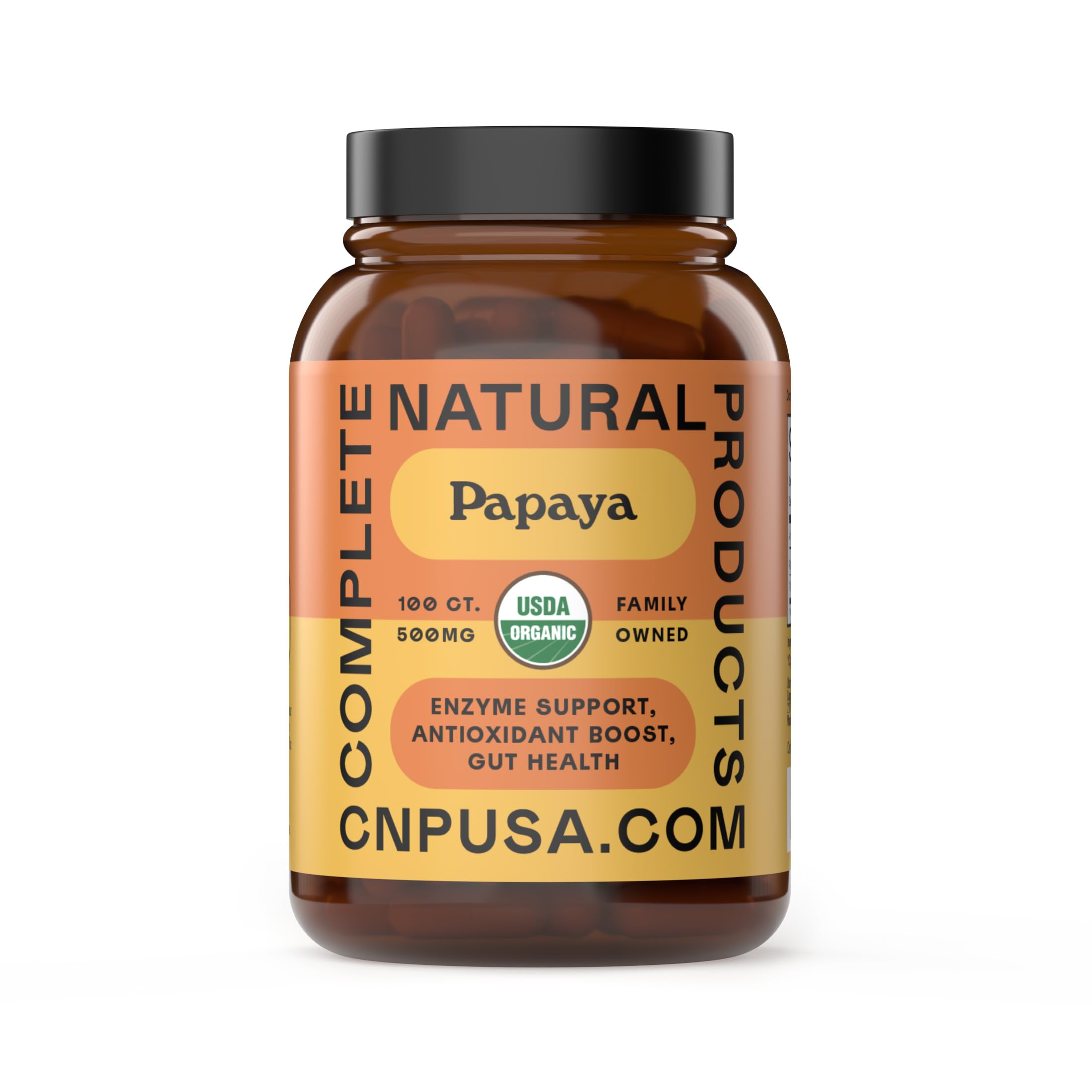 Complete Natural Papaya Enzyme Capsules bottle for easy digestive support