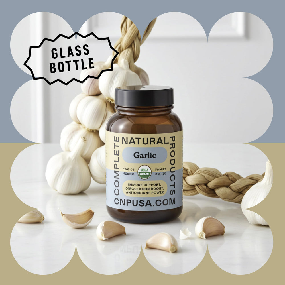 Complete Natural Products Ajo Orgánico: cápsulas vegetales para una suplementación limpia.