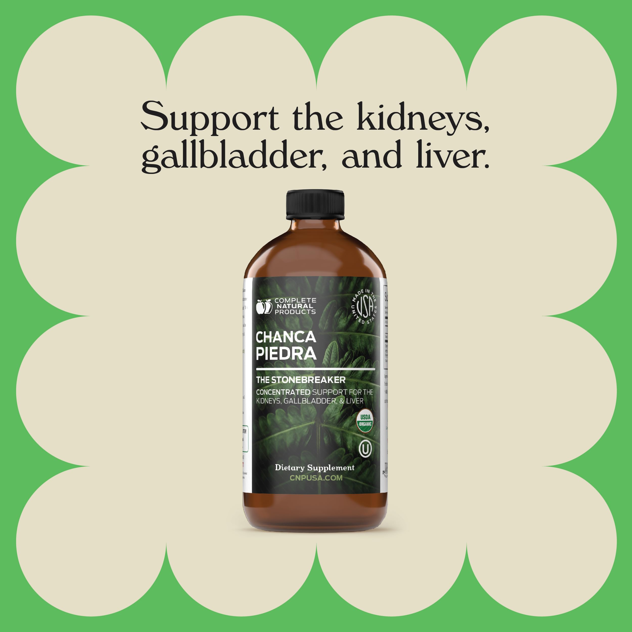 Complete Natural Products Chanca Piedra Concentrate bottle on kitchen counter for daily use.