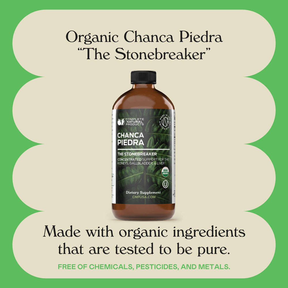 Complete Natural Products Chanca Piedra Concentrate ingredient label view for transparency.