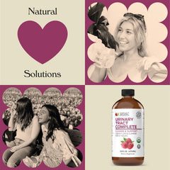 Complete Natural Urinary Tract Complete ingredients visual highlights cranberry and herbs for daily support