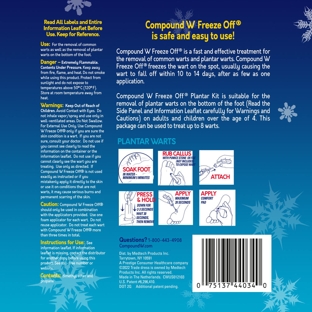Compound W Freeze Off at-home guide helps step-by-step usage.
