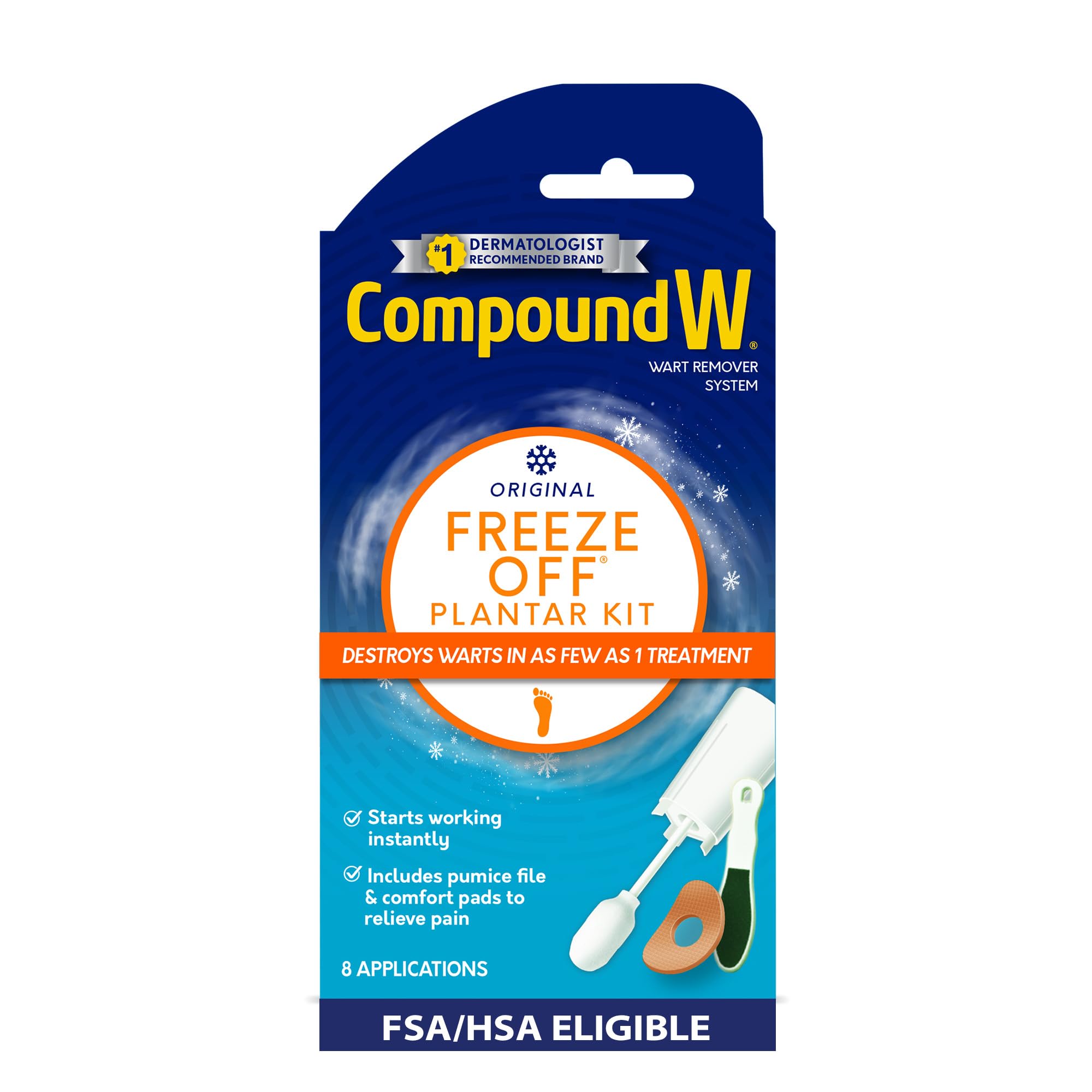 Compound W Freeze Off pen for precise plantar wart treatment at home.