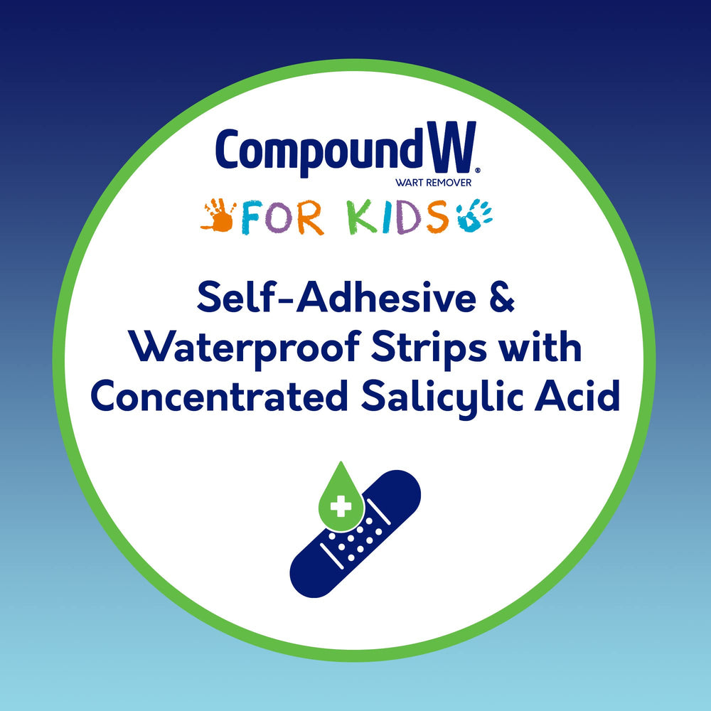 Compound W Kids One Step Strips blister closeup shows medicated action