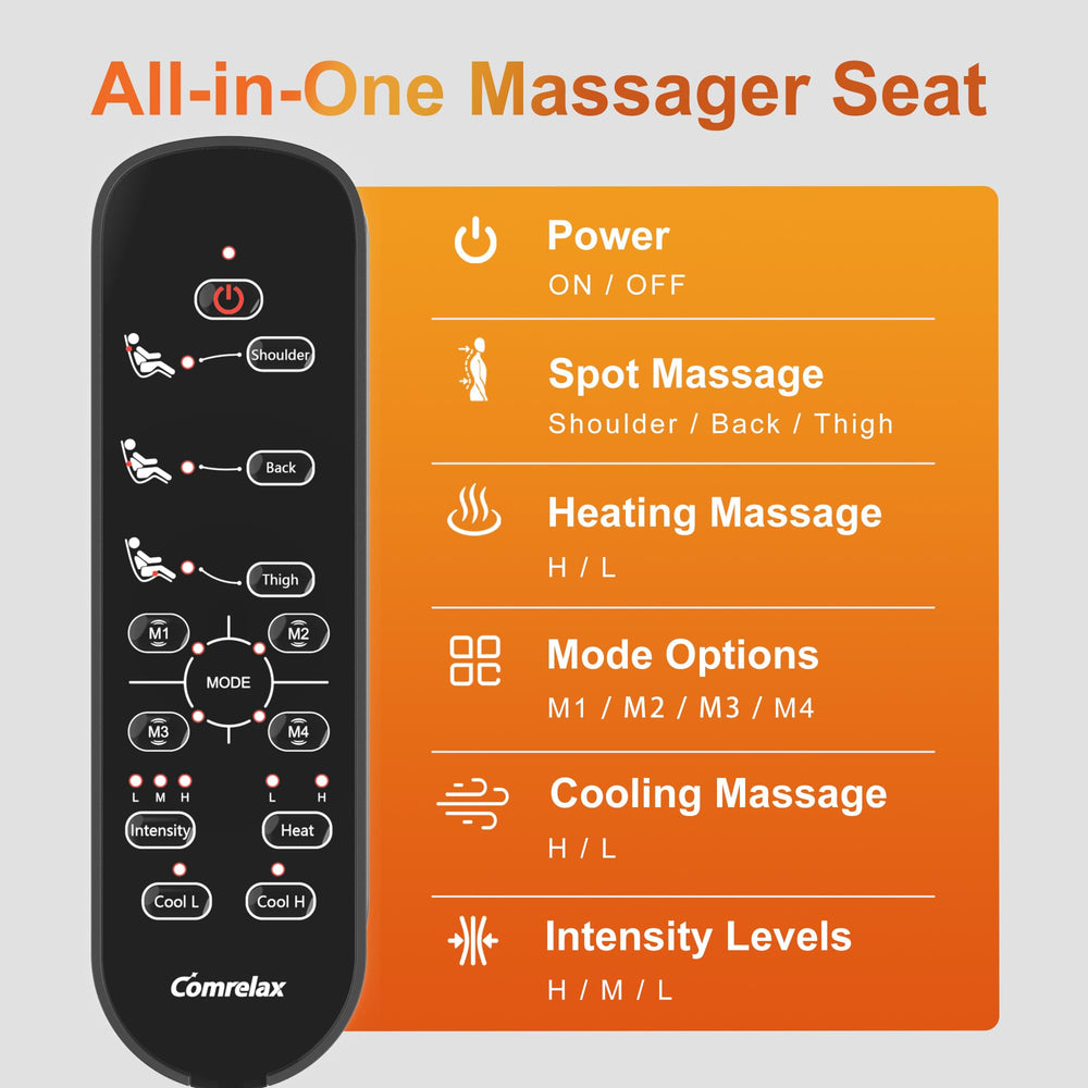 Comrelax 20-minute timer keeps massage sessions short and convenient.