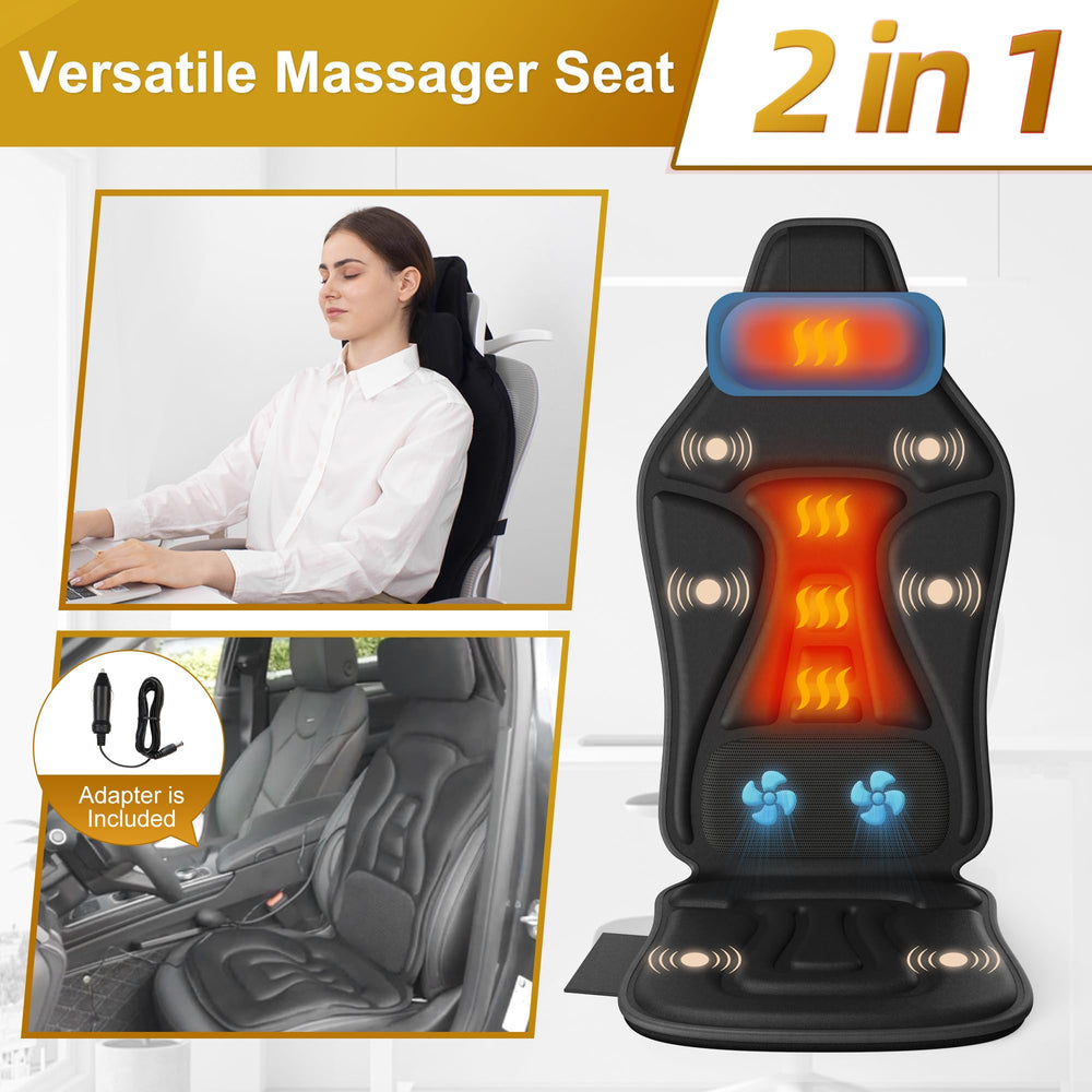 Comrelax six-motor back massage delivers targeted vibration across back and hips.