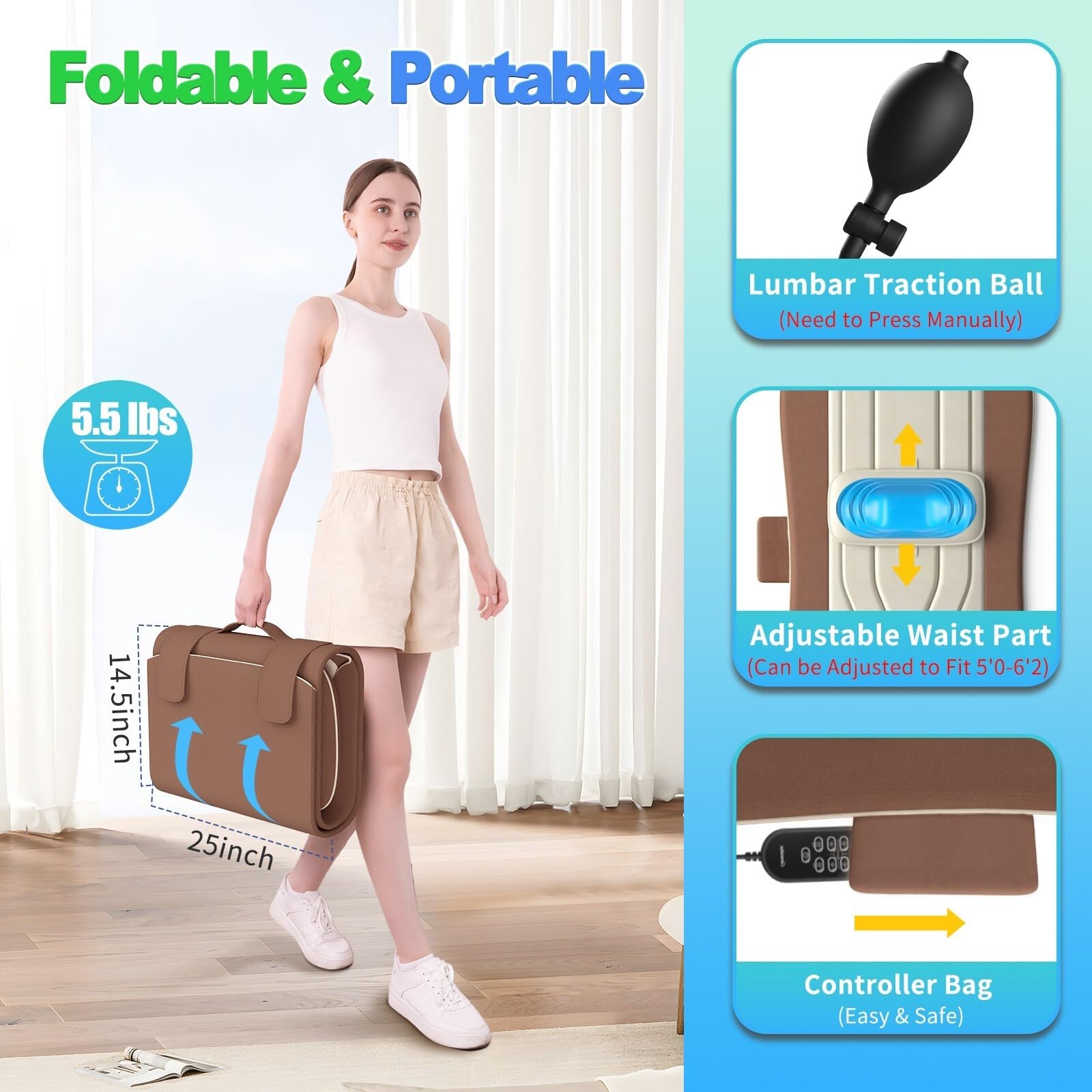Comrelax adjustable waist fits people from 5'0 to 6'2 height range