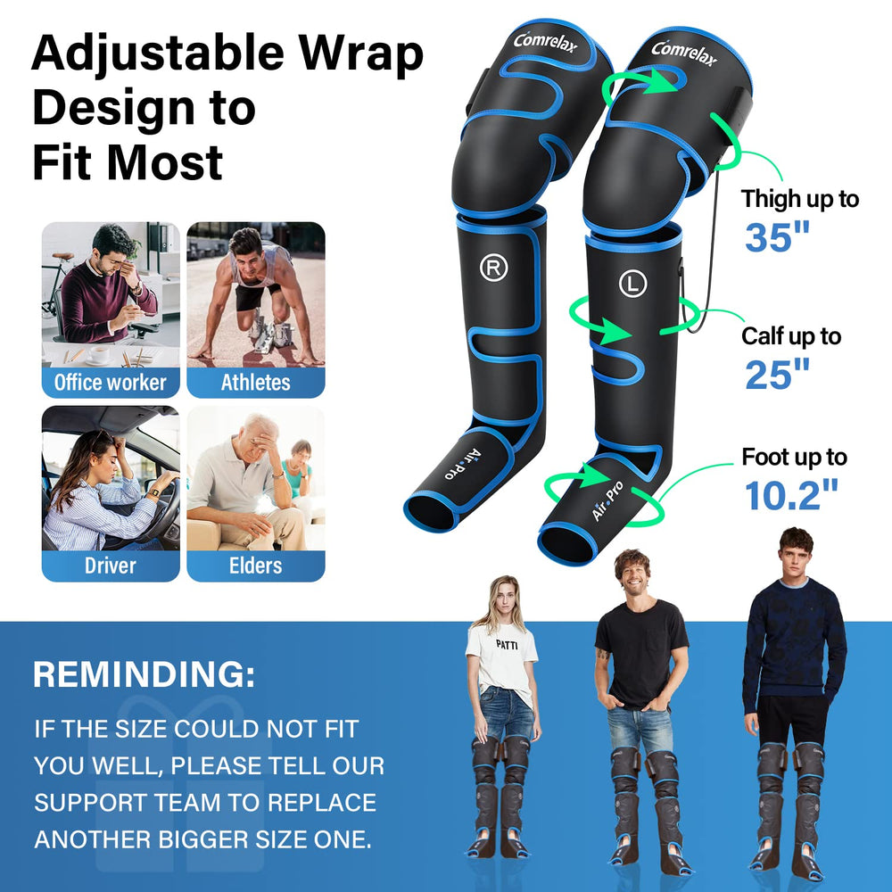 Comrelax Adjustable Wraps fit multiple leg sizes for family use.