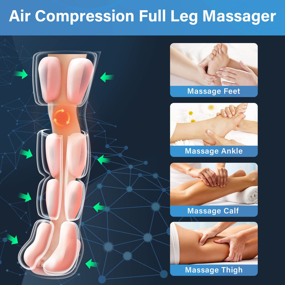 Comrelax Air Massager Calf-Toe-Foot wraps delivering targeted compression for leg comfort.