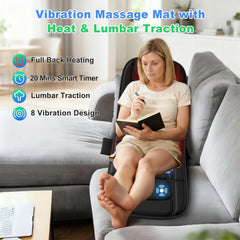 Comrelax back massage pad with heating targets tense areas for comfort.
