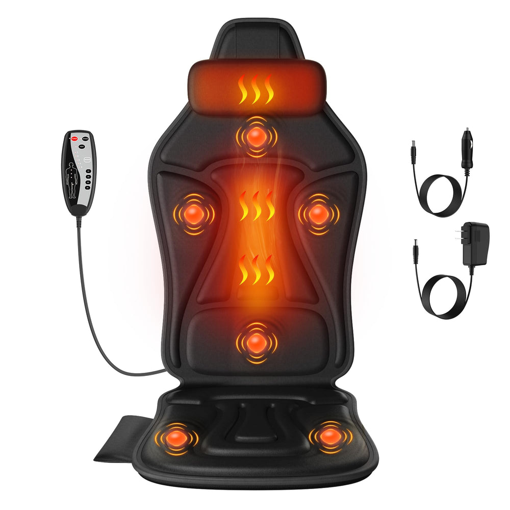 comrelax back massager with heat neck-pillow on recliner for relief