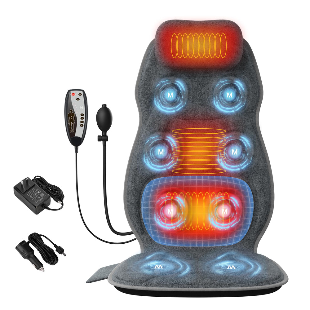 Comrelax back massager with heat on delivers cozy warmth for tense shoulders.