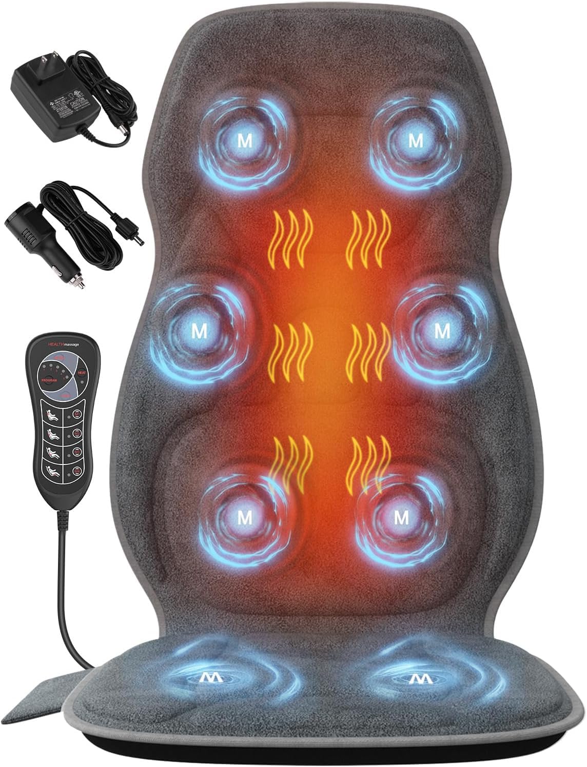 comrelax back massager with plush cover on a chair for cozy comfort during work