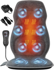 comrelax back massager with plush cover on a chair for cozy comfort during work