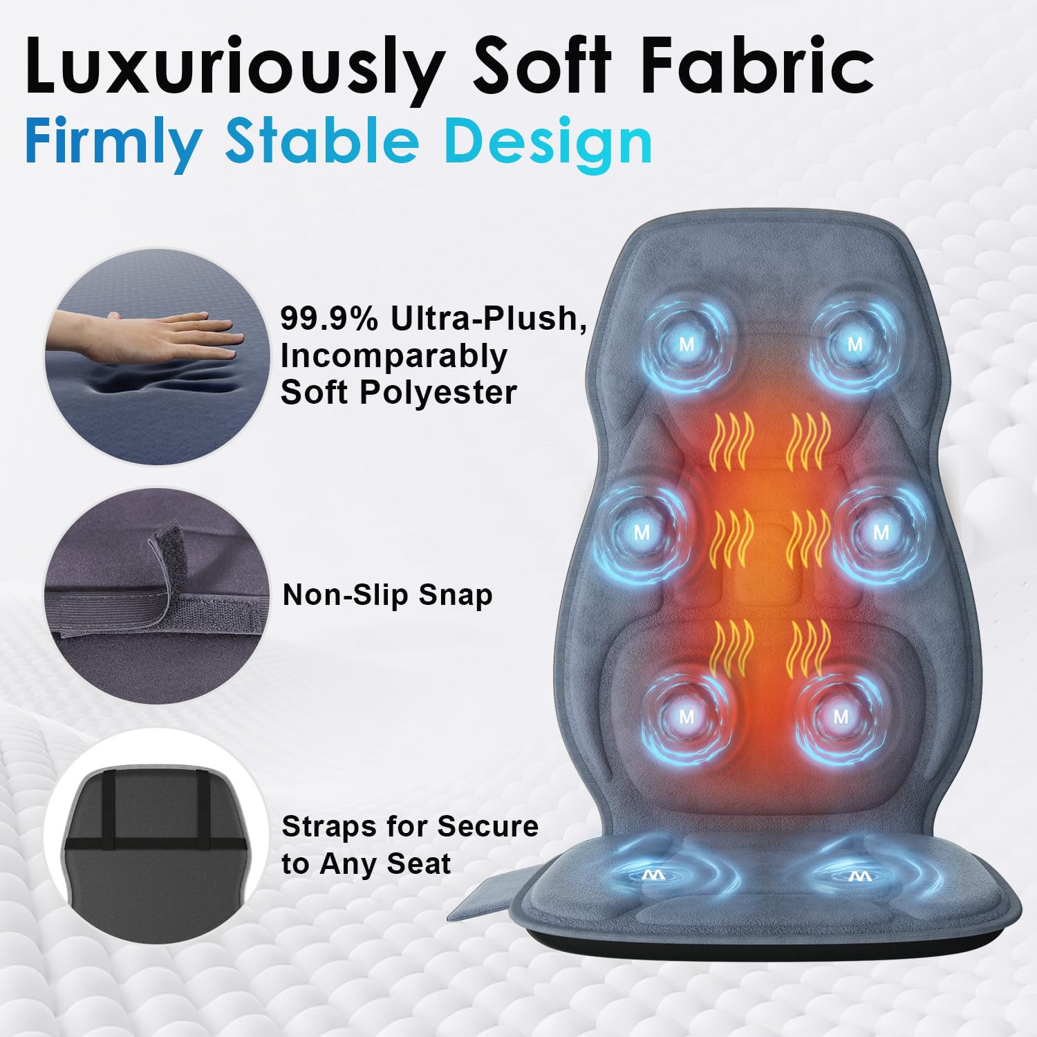 comrelax chair massage pad with 8 motors for targeted full-body relaxation.