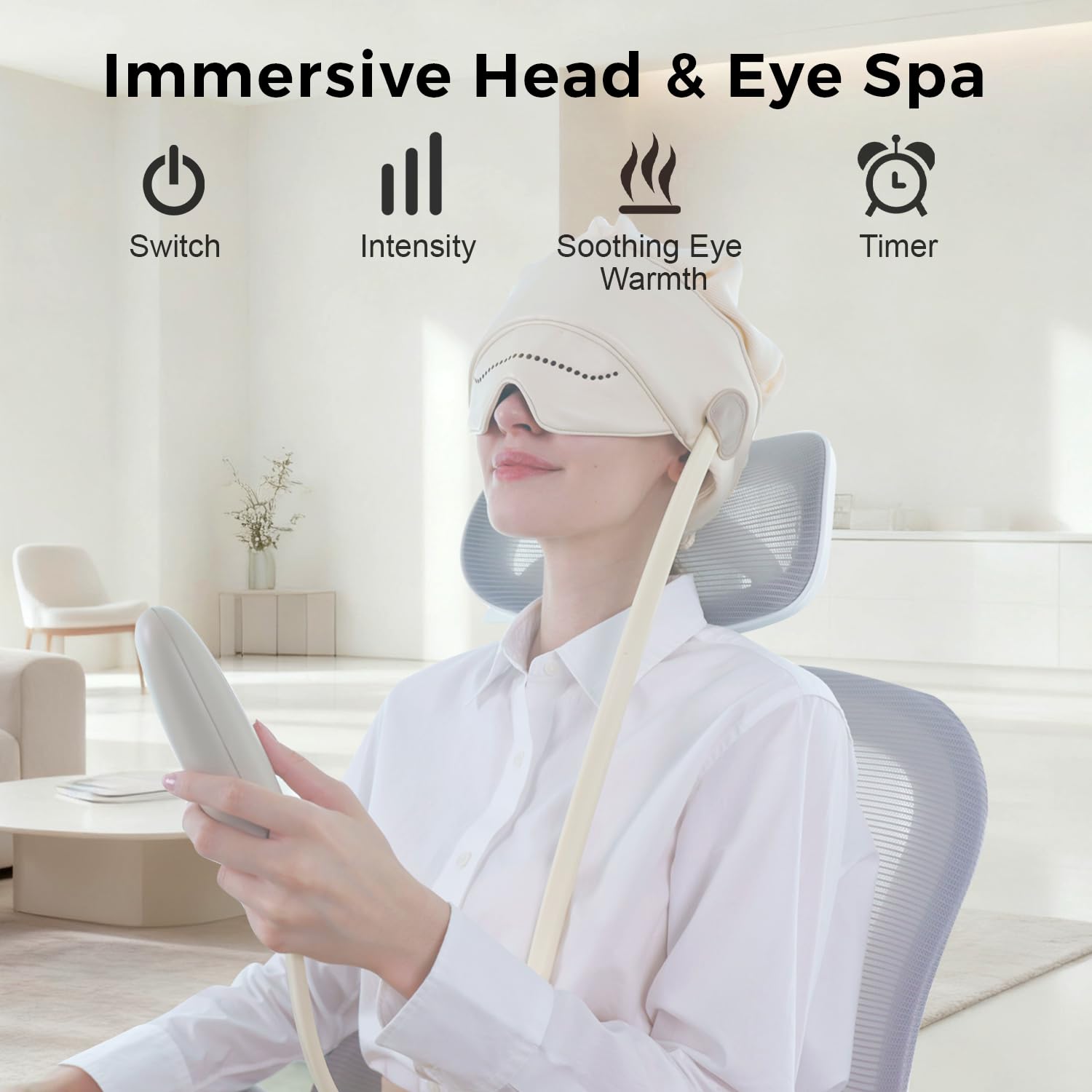 Comrelax eye massage with heat delivers comforting warmth during breaks.