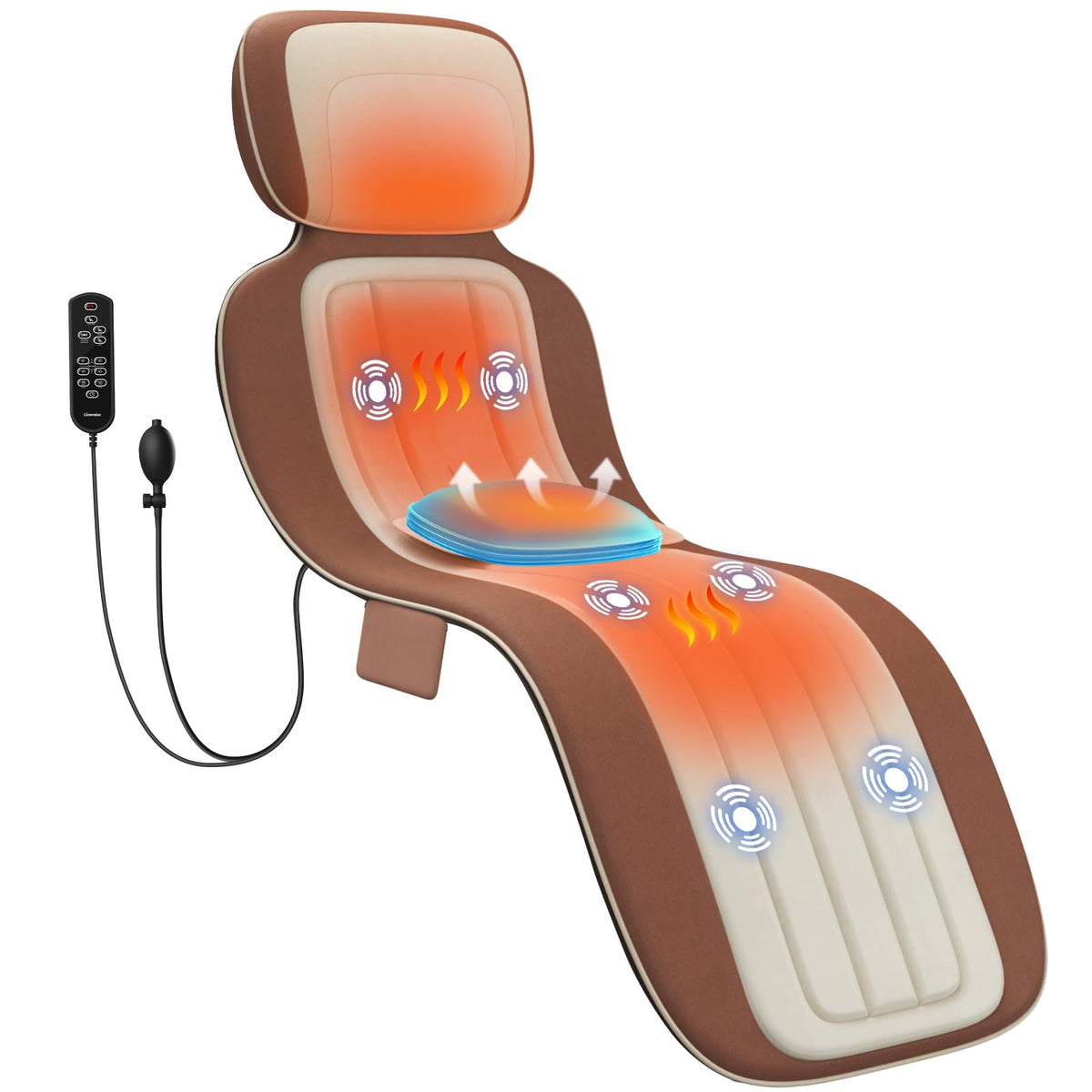 comrelax Full Body Massage Mat with Heat back view showing heated massage along the spine