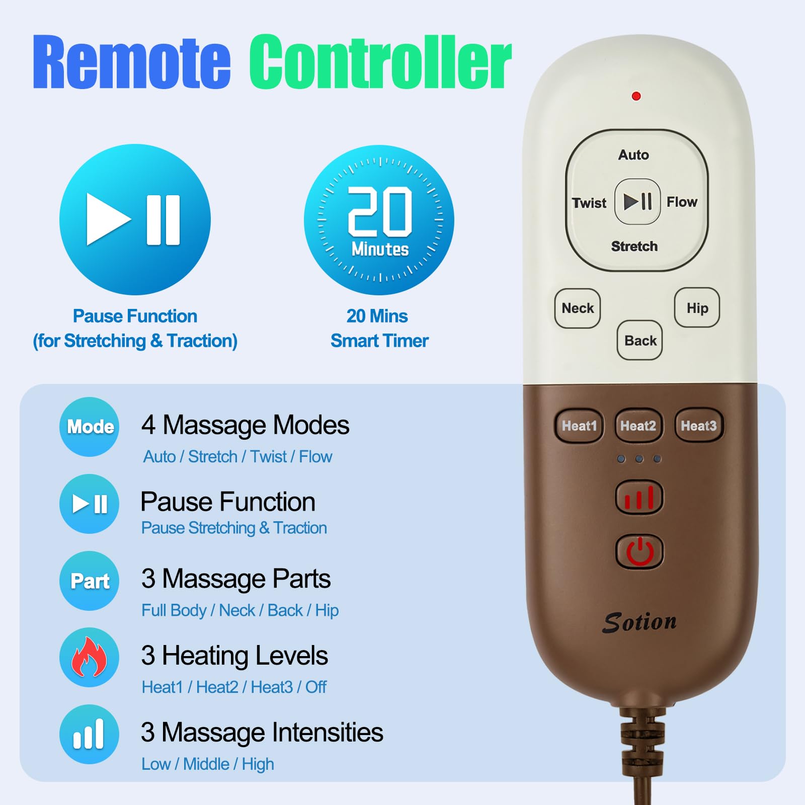 ComRelax PU leather back massager pad offers durable comfort and easy cleaning.