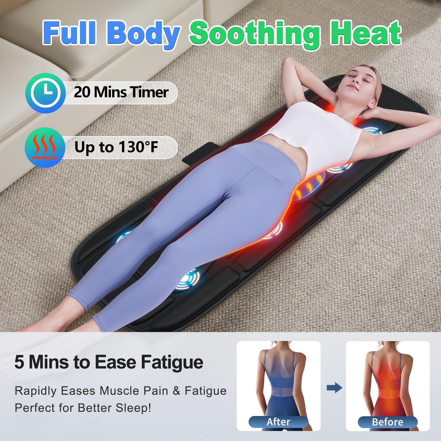 Comrelax lumbar-support cushion adds lower-back stability during use.