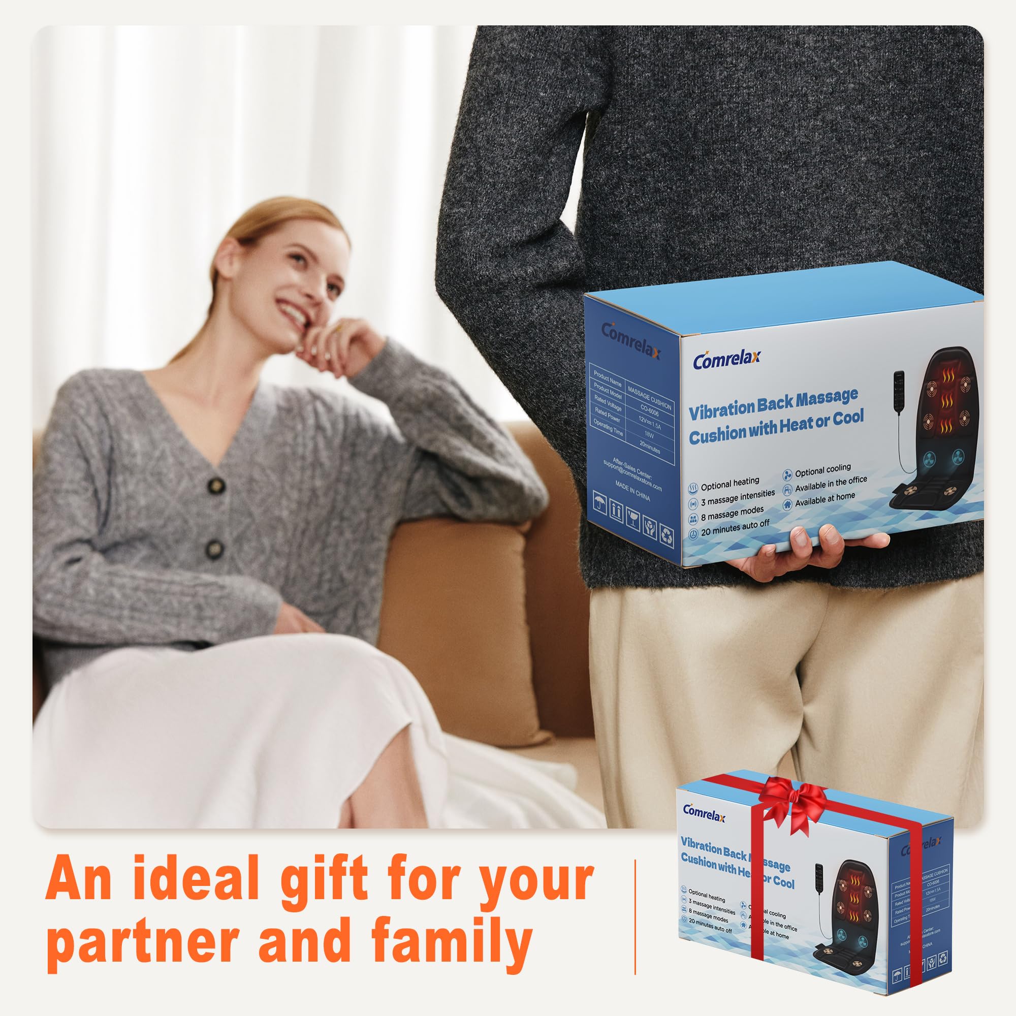 comrelax massage seat cushion gift-ready packaging suitable for gifting to loved ones